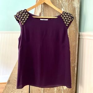 Tibi Eggplant Purple Silk Blouse Size 4